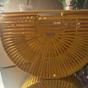 Yellow Bamboo Half-Moon Handbag